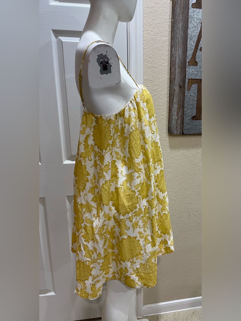 Fore Collection Yellow Floral Babydoll Mini Dress Size Large - Picture 8 of 14